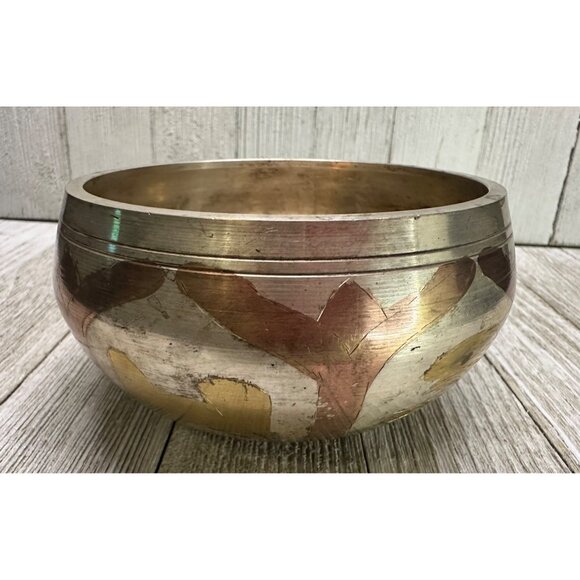 Vtg Nepal Tibetan Singing Bowl Only 4" Diameter 2.5" Tall Meditation Healing - Picture 5 of 11